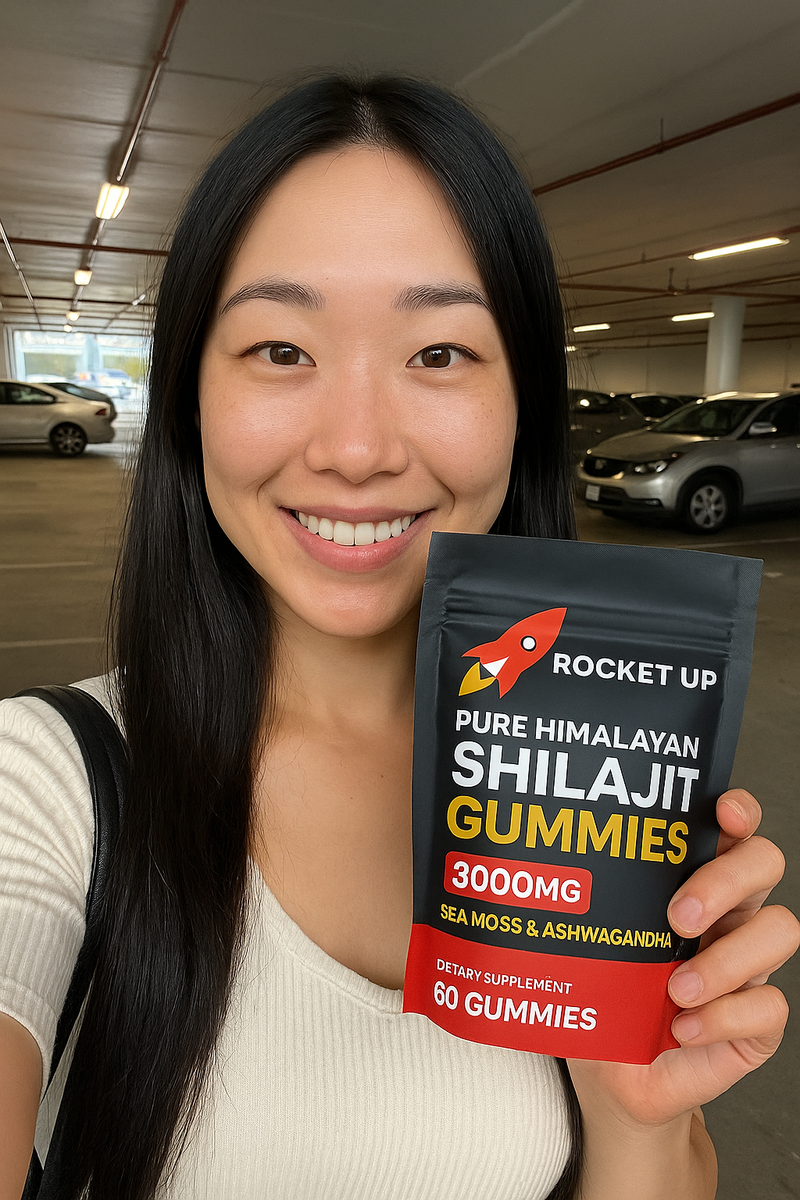 Kailey holding Rocket Up pouch