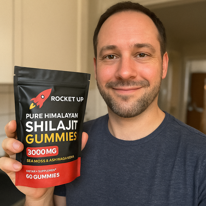 Brennan holding Rocket Up pouch