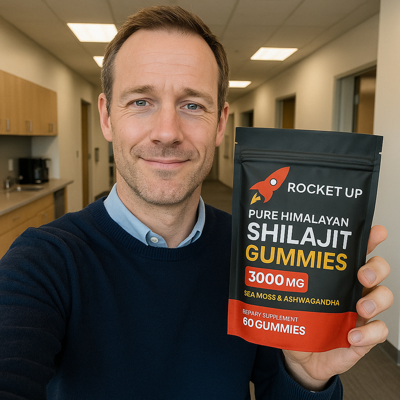 Oliver holding Rocket Up pouch