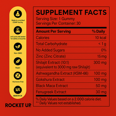 ROCKET UP!™ 5 in 1 Pure Shilajit Gummies